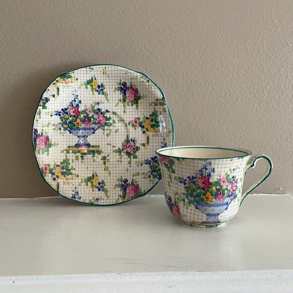 VTG Royal Winton China "Pelham" Grimwades Teacup & Saucer, Floral Pixel - Picture 5 of 10